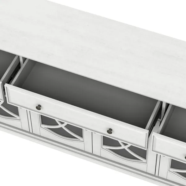 Tv Stands & Media Consoles-Kirkland's Home Wood And Glass 4-Door Media Cabinet White