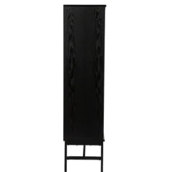 Cabinets & Sideboards-Kirkland's Home Wood And Glass 8-Shelf Cabinet Black