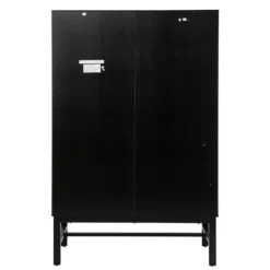 Cabinets & Sideboards-Kirkland's Home Wood And Glass 8-Shelf Cabinet Black