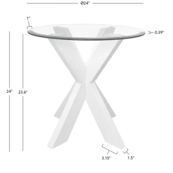 Accent & End Tables-Kirkland's Home Wood And Glass Top X-Base Accent Table White