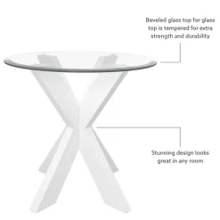 Accent & End Tables-Kirkland's Home Wood And Glass Top X-Base Accent Table White