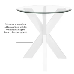 Accent & End Tables-Kirkland's Home Wood And Glass Top X-Base Accent Table White
