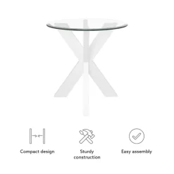 Accent & End Tables-Kirkland's Home Wood And Glass Top X-Base Accent Table White