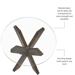 Accent & End Tables-Kirkland's Home Wood And Glass Top X-Base Accent Table Brown
