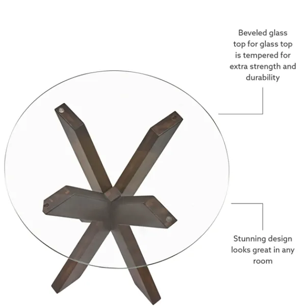 Accent & End Tables-Kirkland's Home Wood And Glass Top X-Base Accent Table Brown