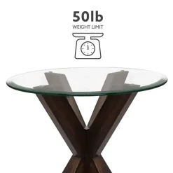 Accent & End Tables-Kirkland's Home Wood And Glass Top X-Base Accent Table Brown