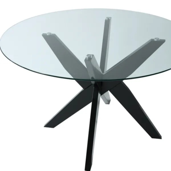 Dining Tables-Kirkland's Home Wood And Glass X-Base Dining Table Black
