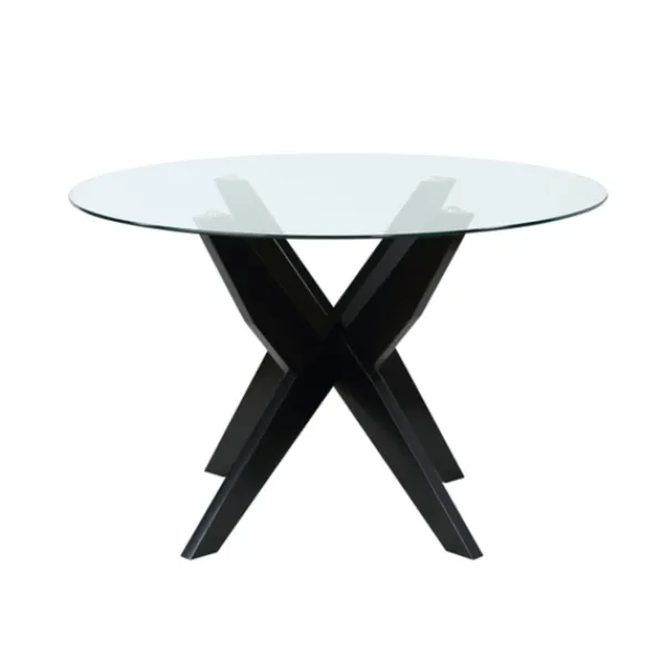 Dining Tables-Kirkland's Home Wood And Glass X-Base Dining Table Black