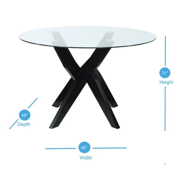 Dining Tables-Kirkland's Home Wood And Glass X-Base Dining Table Black