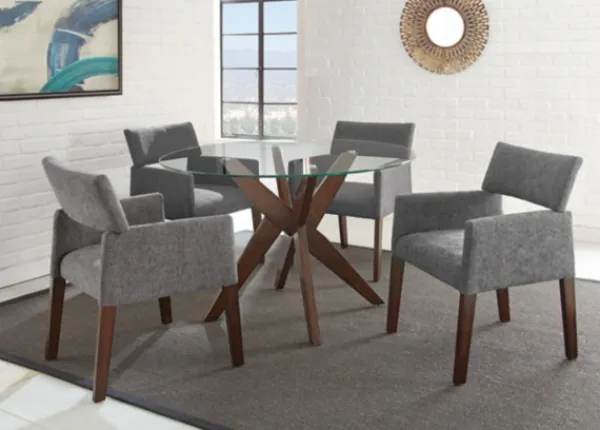Dining Tables-Kirkland's Home Wood And Glass X-Base Dining Table Brown