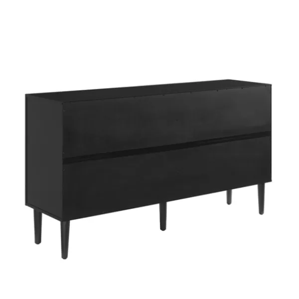 Cabinets & Sideboards-Kirkland's Home Wood And Gold 4-Door Cabinet Black