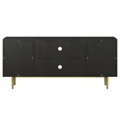 Tv Stands & Media Consoles-Kirkland's Home Wood And Gold Paneled 2-Door Tv Stand Black