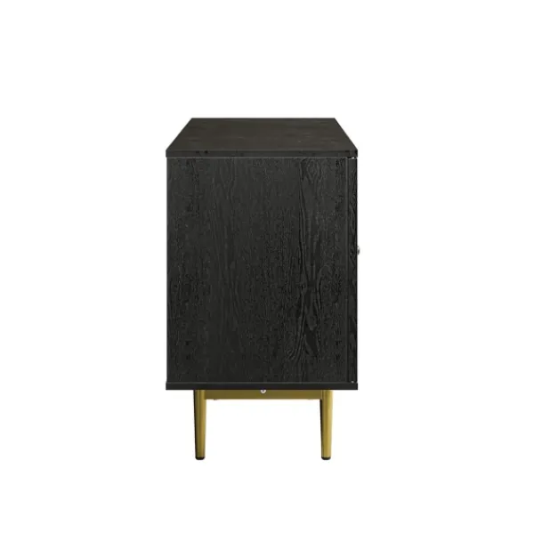 Tv Stands & Media Consoles-Kirkland's Home Wood And Gold Paneled 2-Door Tv Stand Black