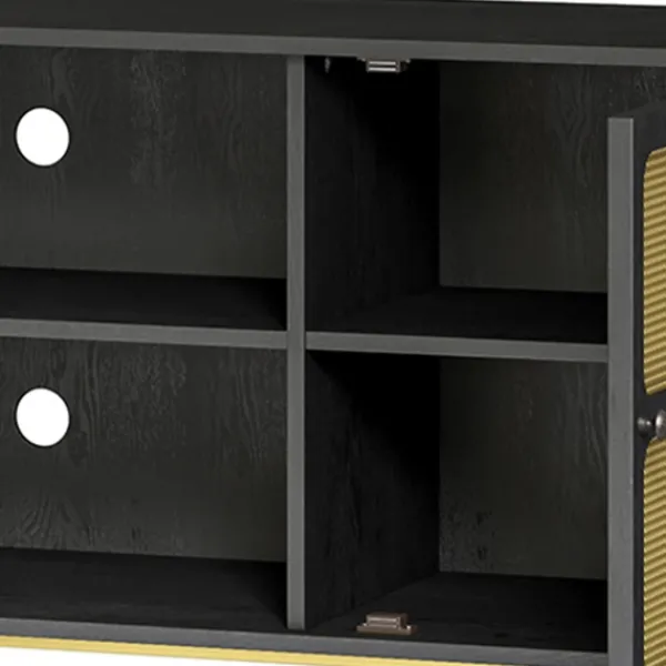 Tv Stands & Media Consoles-Kirkland's Home Wood And Gold Paneled 2-Door Tv Stand Black