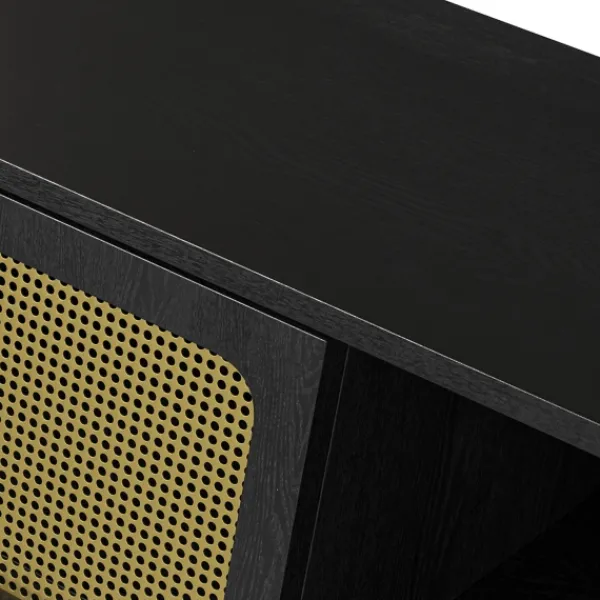 Tv Stands & Media Consoles-Kirkland's Home Wood And Gold Paneled 2-Door Tv Stand Black