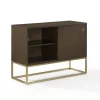 Tv Stands & Media Consoles-Kirkland's Home Wood And Gold Record Storage Media Cabinet Brown