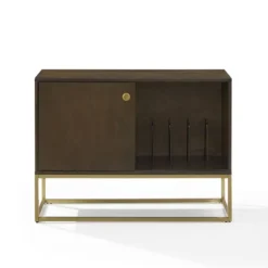 Tv Stands & Media Consoles-Kirkland's Home Wood And Gold Record Storage Media Cabinet Brown