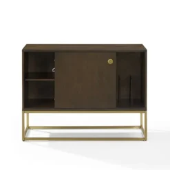 Tv Stands & Media Consoles-Kirkland's Home Wood And Gold Record Storage Media Cabinet Brown
