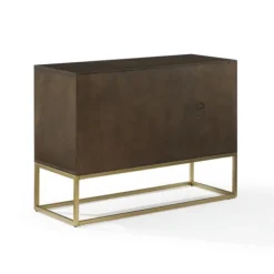 Tv Stands & Media Consoles-Kirkland's Home Wood And Gold Record Storage Media Cabinet Brown