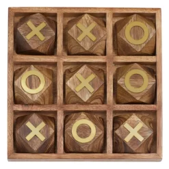 Decorative Accents-Kirkland's Home Wood And Gold Tic Tac Toe Game Set Brown