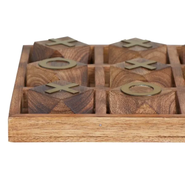 Decorative Accents-Kirkland's Home Wood And Gold Tic Tac Toe Game Set Brown