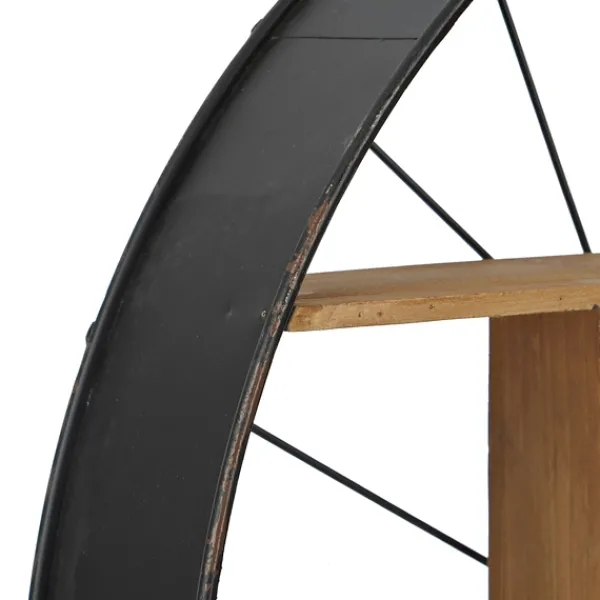 Shelves-Kirkland's Home Wood And Iron Bicycle Wheel Shelf