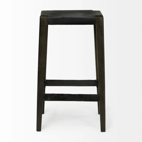 Bar Stools & Counter Height Stools-Kirkland's Home Wood And Metal Bar Stool Black