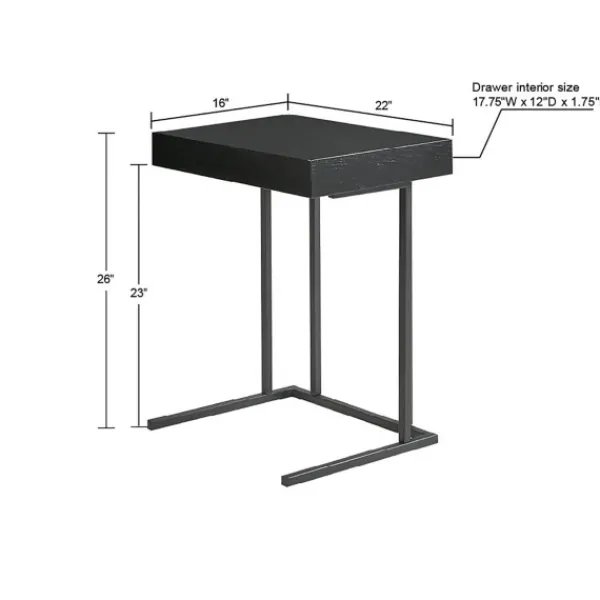 Accent & End Tables-Kirkland's Home Wood And Metal C-Frame Accent Table Black