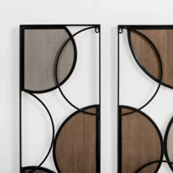 Wall Plaques-Kirkland's Home Wood And Metal Circle Panel Wall Plaques, Set Of 3 Black/Gray/Brown