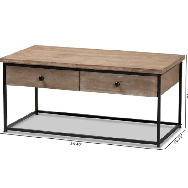 Coffee Tables-Kirkland's Home Wood And Metal 2-Drawer Coffee Table Brown