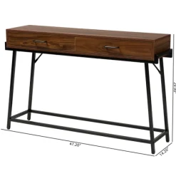 Console Tables-Kirkland's Home Wood And Metal 2-Drawer Console Table Brown