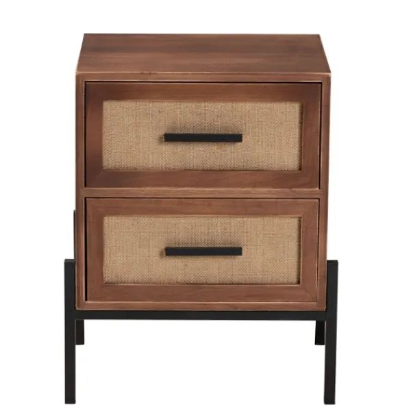 Nightstands-Kirkland's Home Wood And Metal 2-Drawer Nightstand Brown