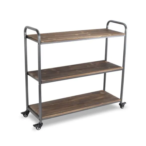Office Furniture-Kirkland's Home Wood And Metal Frame 3-Tier Rolling Shelf