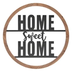 Wall Quotes & Signs-Kirkland's Home Wood And Metal Home Sweet Home Round Plaque Tan/Black