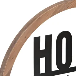 Wall Quotes & Signs-Kirkland's Home Wood And Metal Home Sweet Home Round Plaque Tan/Black