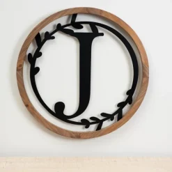 Monogram Wall Decor-Kirkland's Home Wood And Metal Laurel Monogram J Plaque