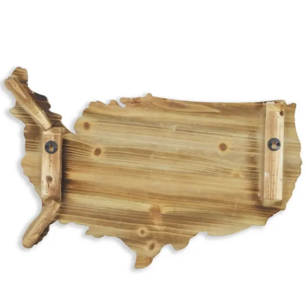 Wall Plaques-Kirkland's Home Wood And Metal Plank Usa Map Wall Plaque Silver/Brown