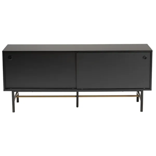 Tv Stands & Media Consoles-Kirkland's Home Wood And Metal Sliding Door Tv Stand Black