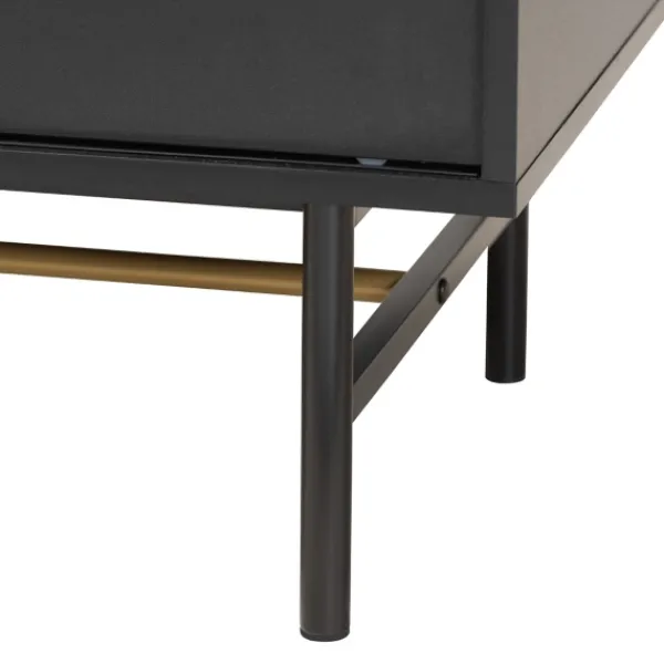 Tv Stands & Media Consoles-Kirkland's Home Wood And Metal Sliding Door Tv Stand Black