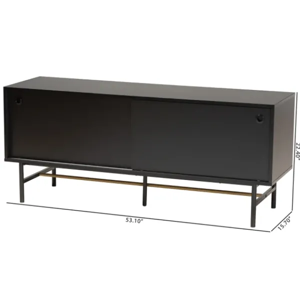 Tv Stands & Media Consoles-Kirkland's Home Wood And Metal Sliding Door Tv Stand Black