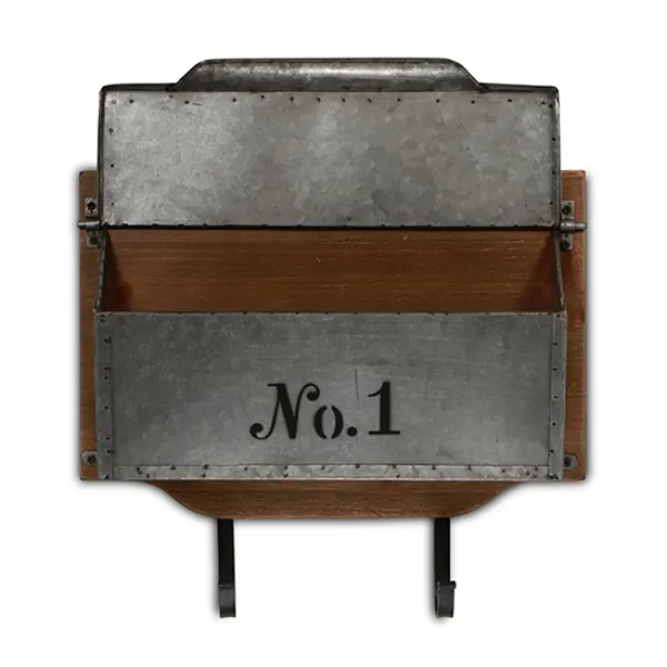 Wall Storage-Kirkland's Home Wood And Metal Wall Storage Mail Box With Hooks