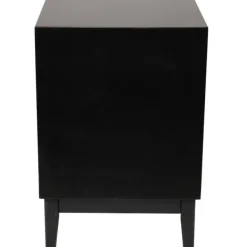 Nightstands-Kirkland's Home Wood And Natural Rattan Drawer Nightstand Black