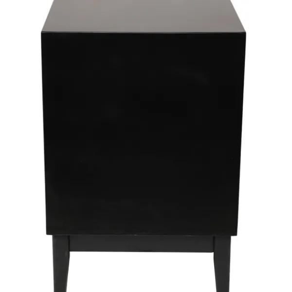 Nightstands-Kirkland's Home Wood And Natural Rattan Drawer Nightstand Black