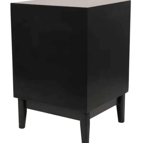 Nightstands-Kirkland's Home Wood And Natural Rattan Drawer Nightstand Black