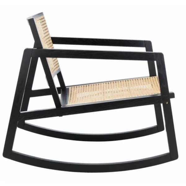 Accent Chairs-Kirkland's Home Wood And Natural Rattan Rocking Chair Black