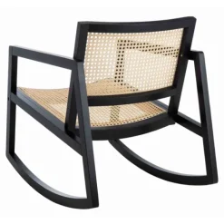 Accent Chairs-Kirkland's Home Wood And Natural Rattan Rocking Chair Black