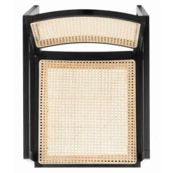Accent Chairs-Kirkland's Home Wood And Natural Rattan Rocking Chair Black