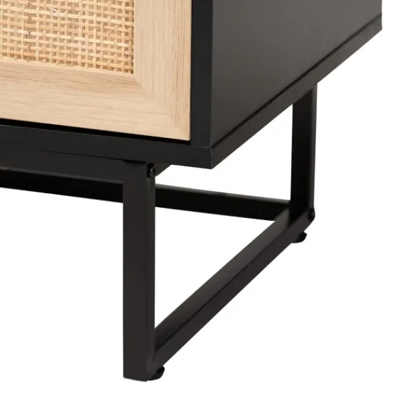 Cabinets & Sideboards-Kirkland's Home Wood And Rattan 2-Door Cabinet Black