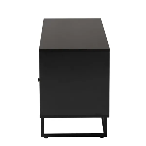 Tv Stands & Media Consoles-Kirkland's Home Wood And Rattan 3-Door Tv Stand Black