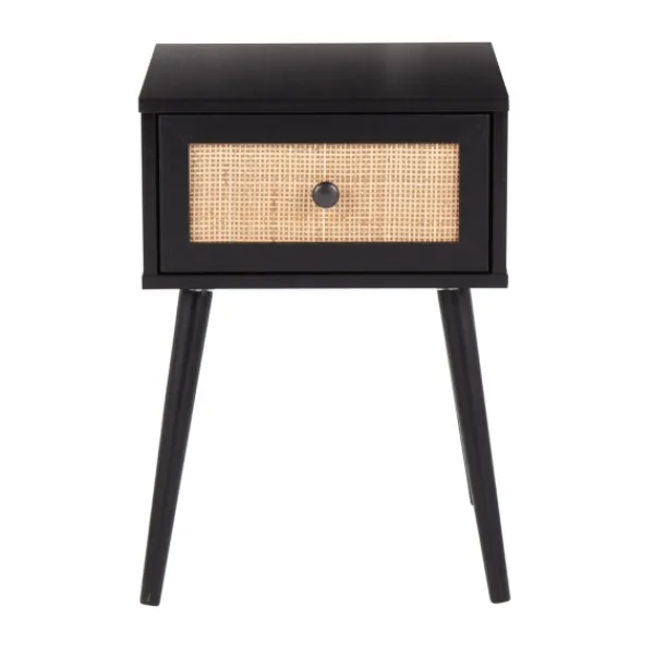 Accent & End Tables-Kirkland's Home Wood And Rattan Drawer Accent Table Black